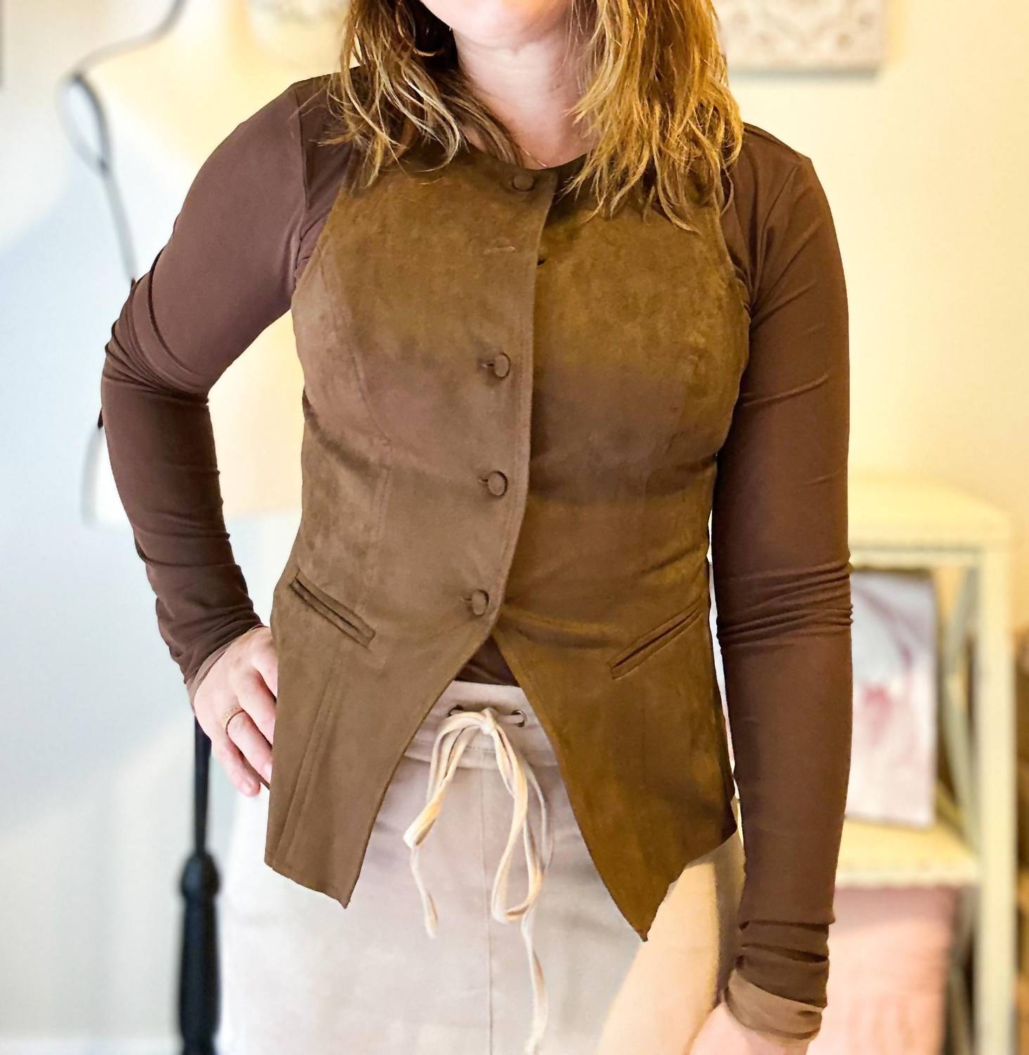 Mustard Seed - Tie Back Button Closure Vest