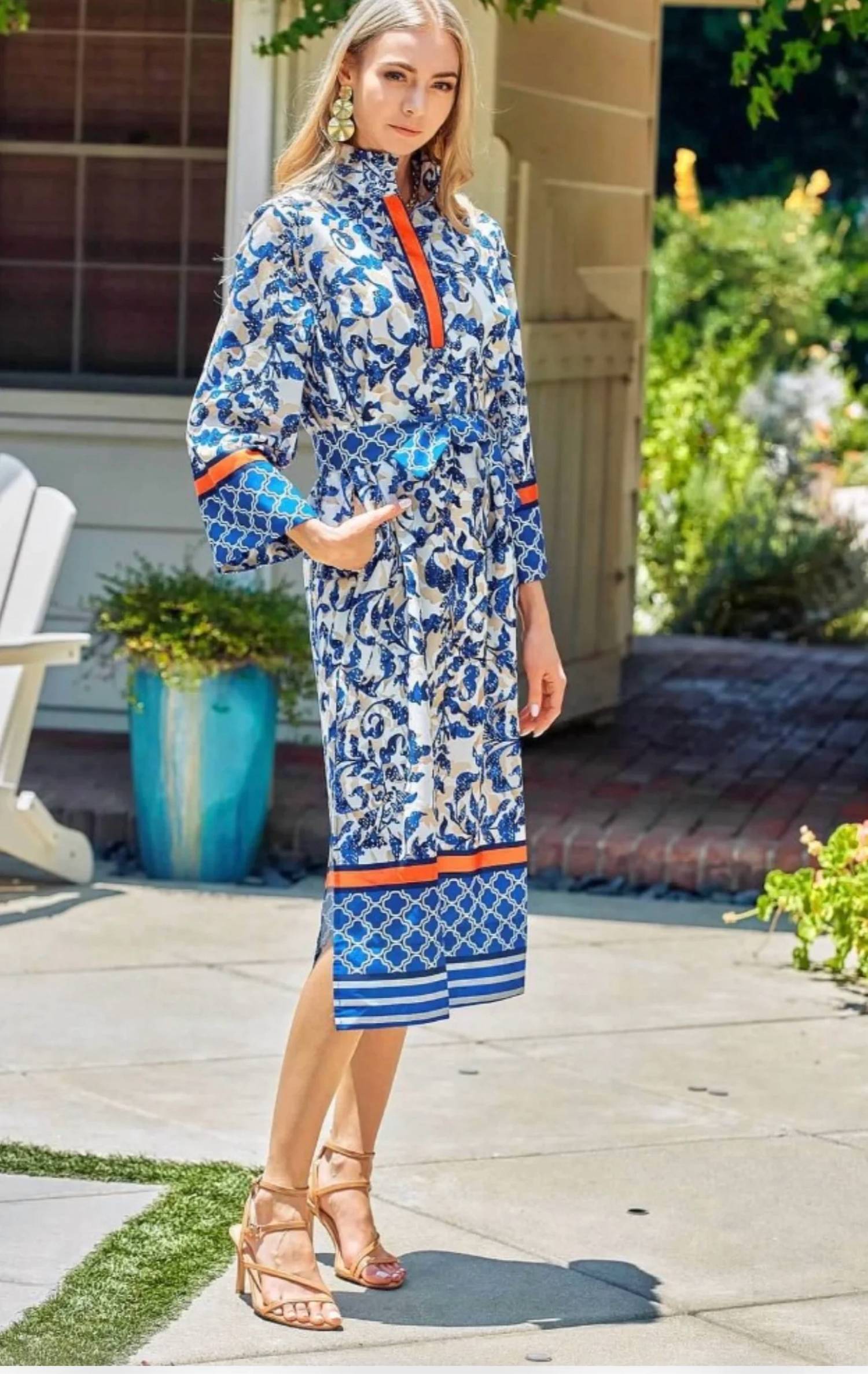 Jade - Band Collar Midi Dress