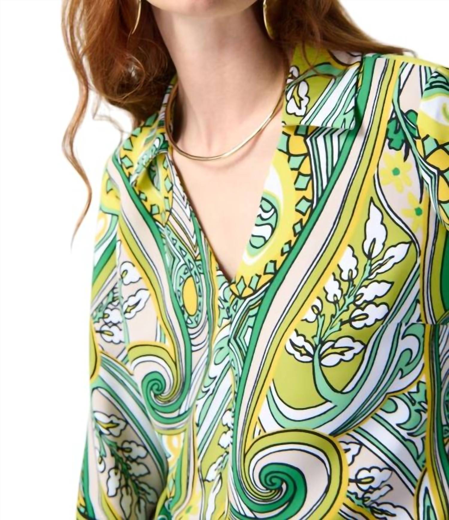 Joseph Ribkoff Matching Woven Paisley Print Pant And Top Set in set vanilla multi - women's sleepwear - view 5