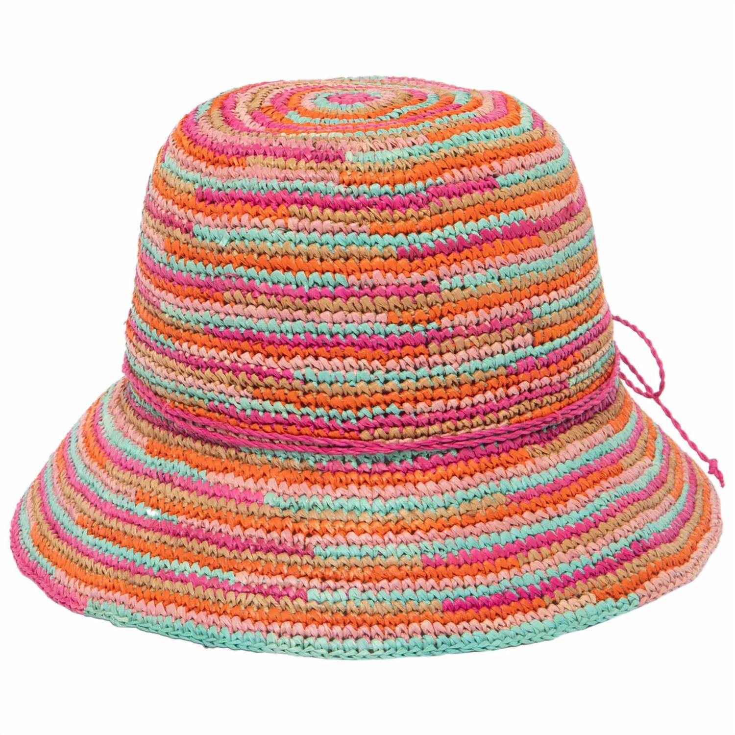 San Diego Hat Company - Women's Iris Crochet Raffia Packable Bucket Hat