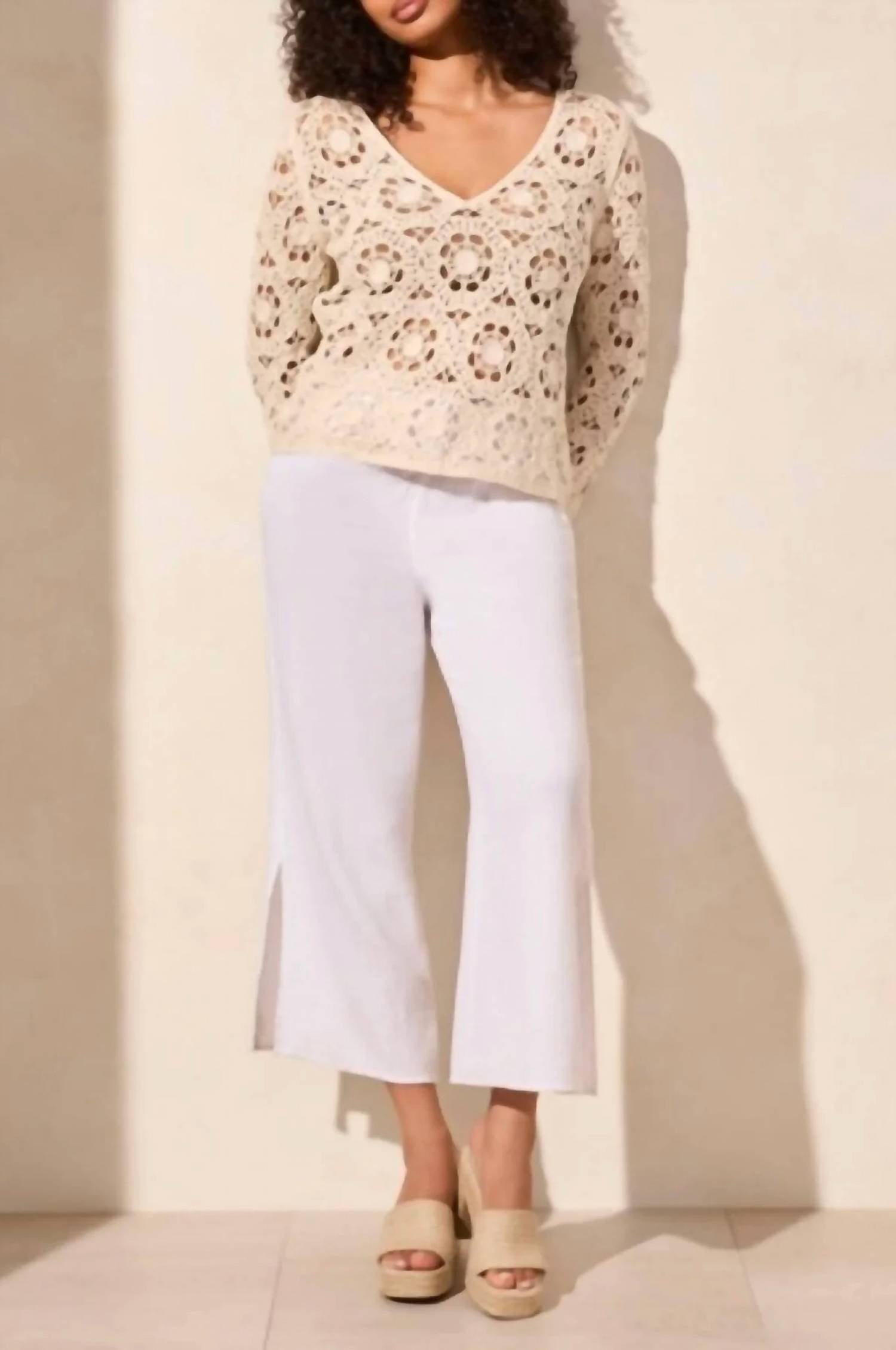 Tribal - Open Fancy Crochet V-neck Sweater