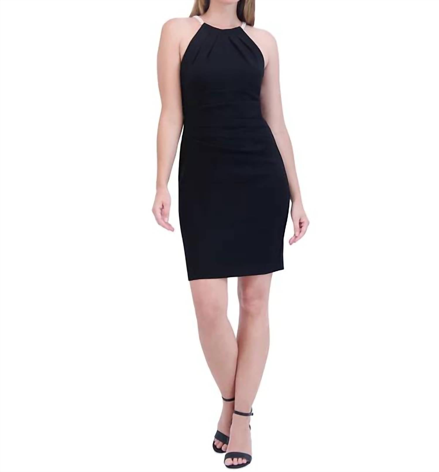 Eliza J - Imitation pearl halter-neck sleeveless sheath dress