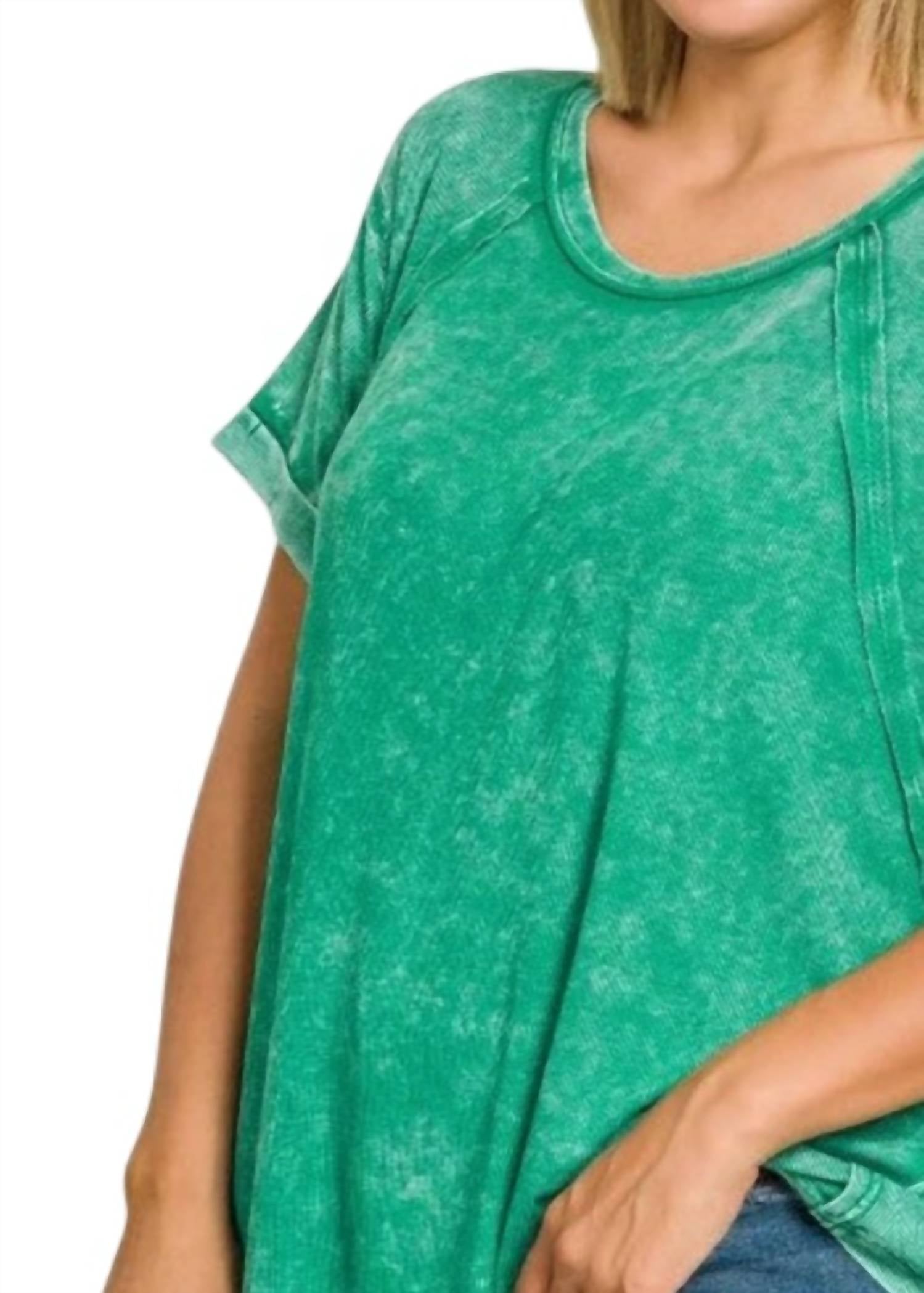 Zenana - Washed Ribbed Short Sleeve Top