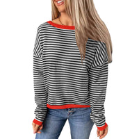 Lovesoft - Women's Striped Drop Shoulder Sweater