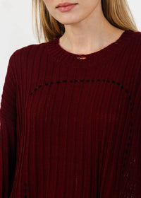 Terra - Contrast Stitch And Rib Sweater