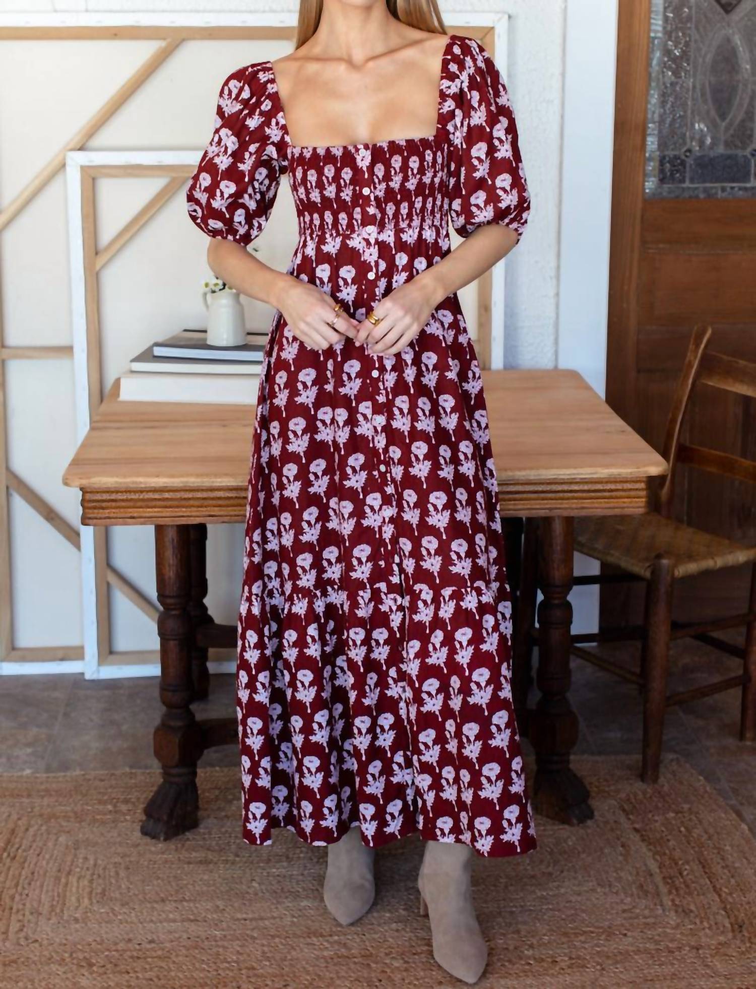 EMERSON FRY Santiago Maxi Dress in rougue marigolds - women's dress