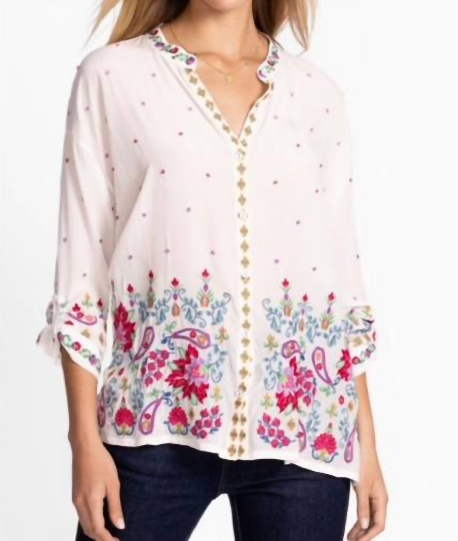 Johnny Was - AUDREY MANDARIN COLLAR -TERESA