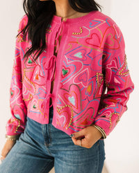 Queen Of Sparkles - Groovy Heart Tie Up Sweater