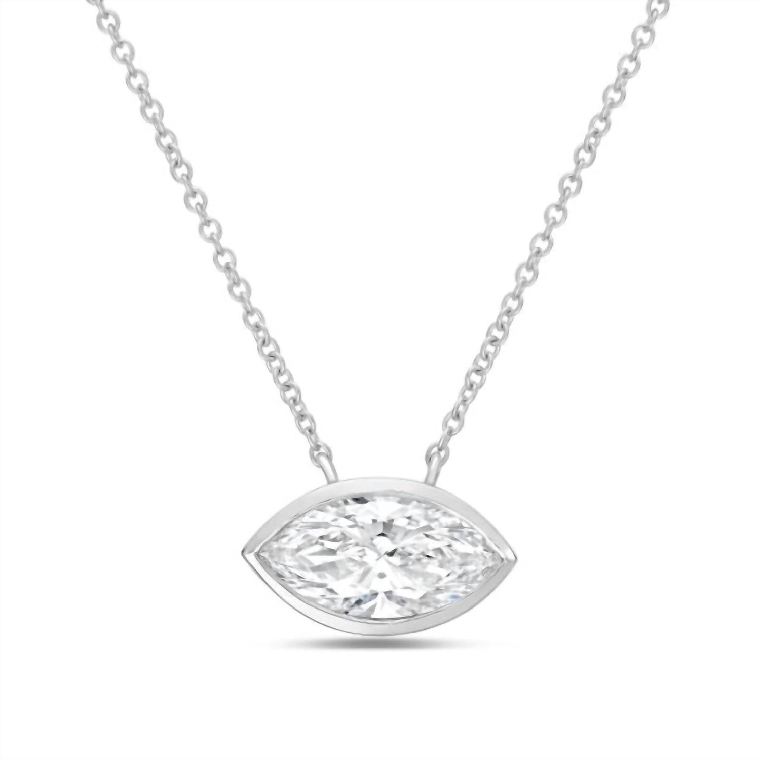 Diana M Jewels - Women's East West Marquise Bezel Lab-grown Diamond Pendant Necklace (3.00 Ctw)
