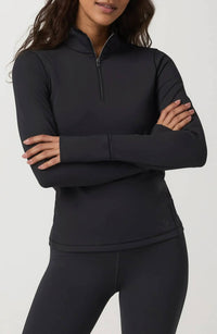 Vuori Chilled Out Half Zip Pullover in black - women's top