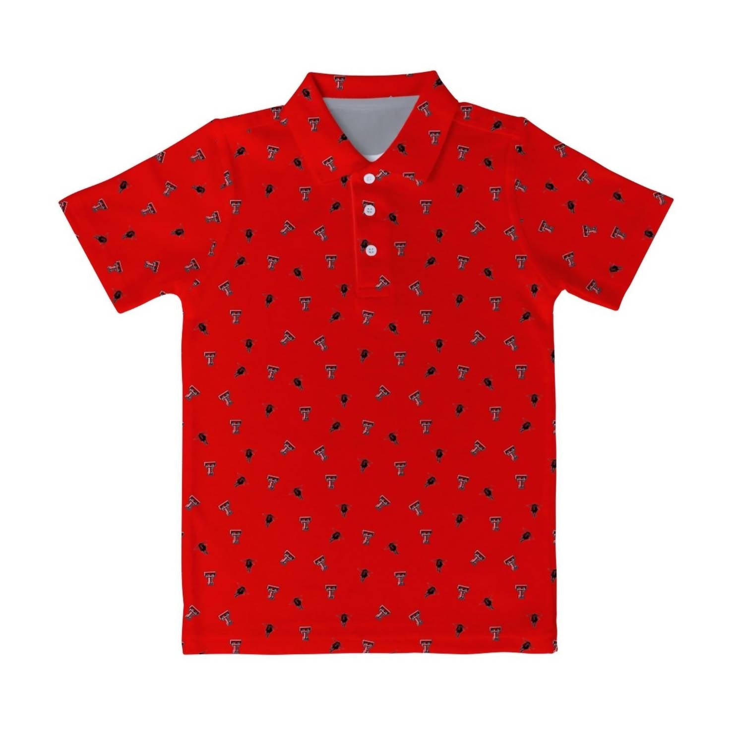 Vive La Fete - Boy's Texas Tech Raiders Logo Short Sleeve Performance Polo Shirt