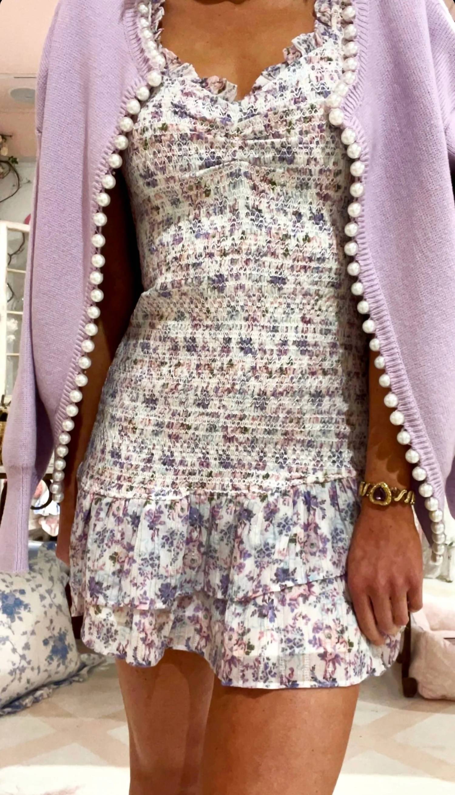 Self-Same - Charlotte Pearl Trim Cardigan