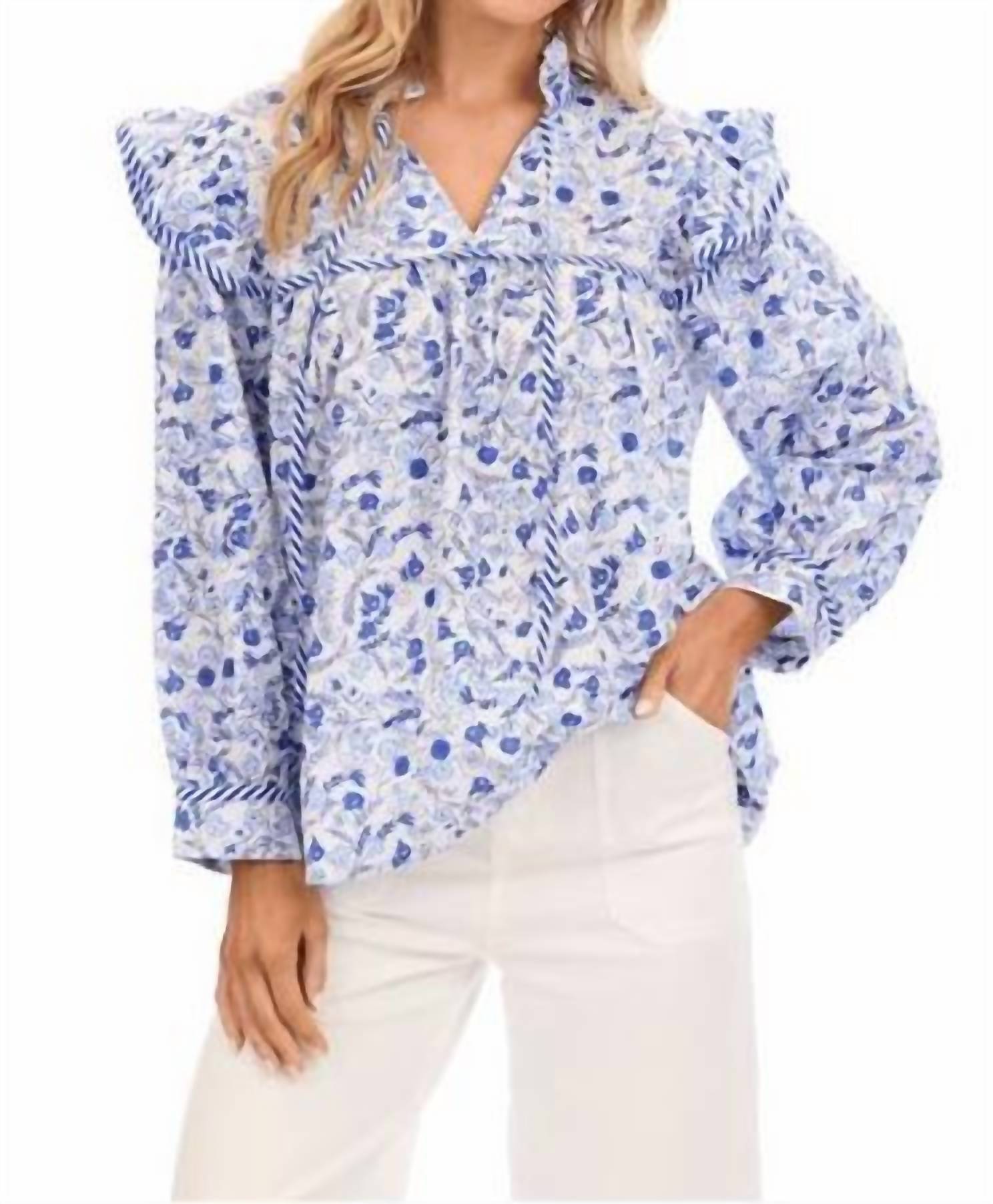 mudpie Beaufort Top in blue - women's shirt