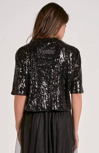ELAN Delilah Sequin Top in black - women's blouse - detail view