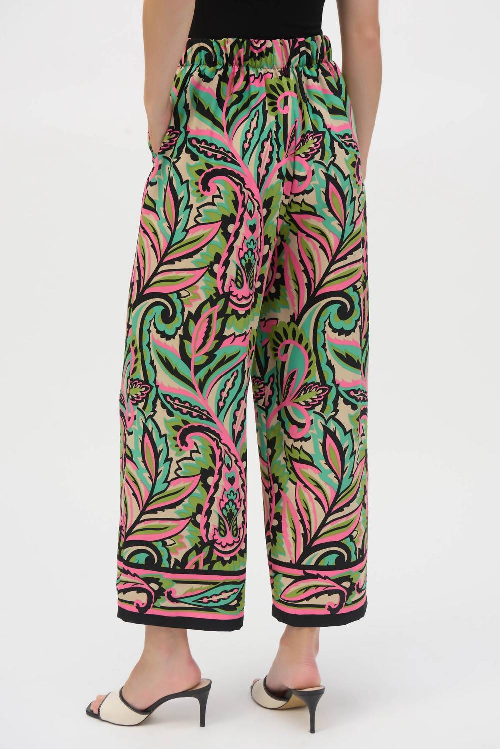 Joseph Ribkoff - Woven Paisley Print Wide-leg Pants