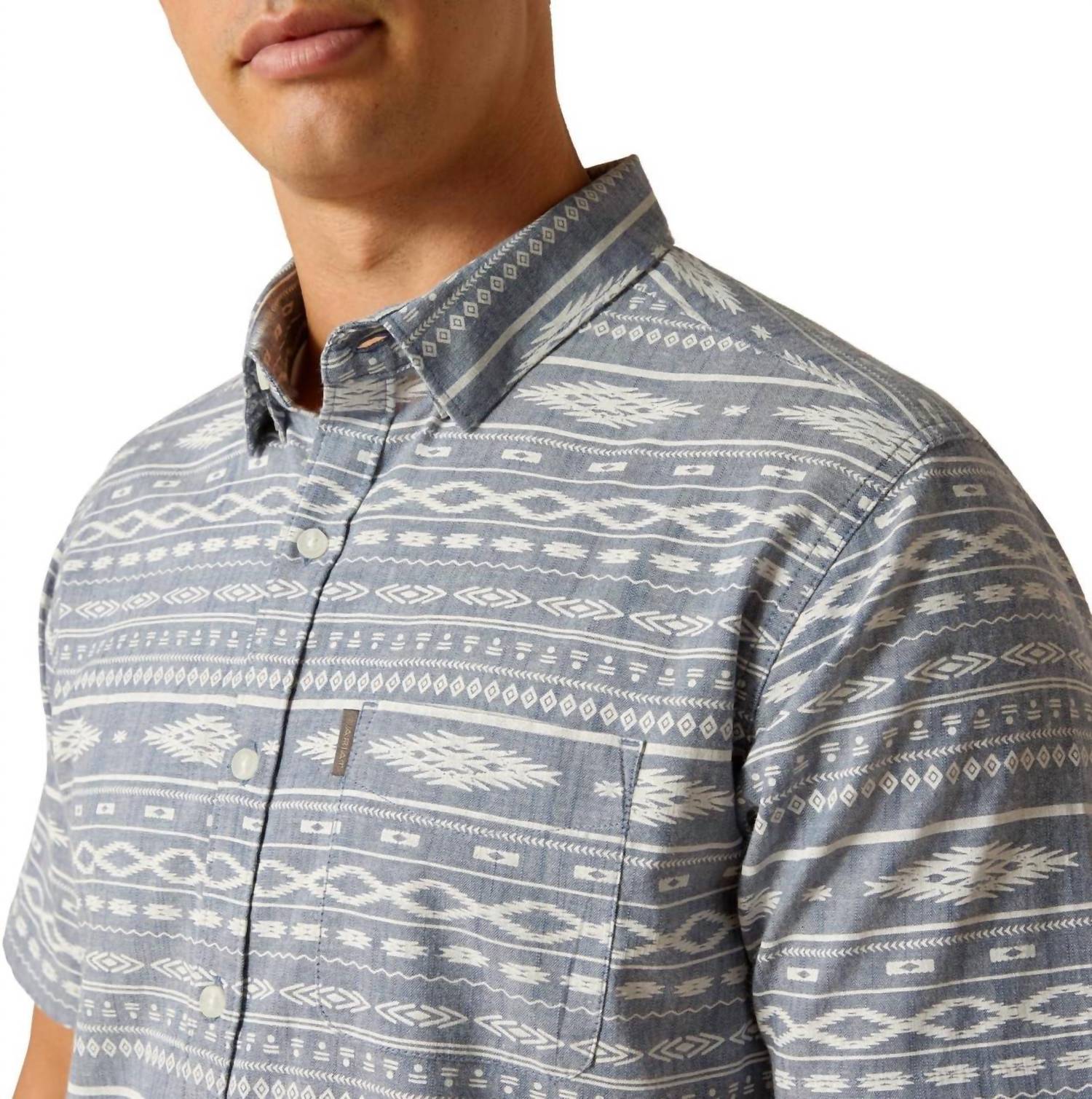 ARIAT Mack Stretch Modern Fit Shirt in chambray blue - men's shirt - alternate view