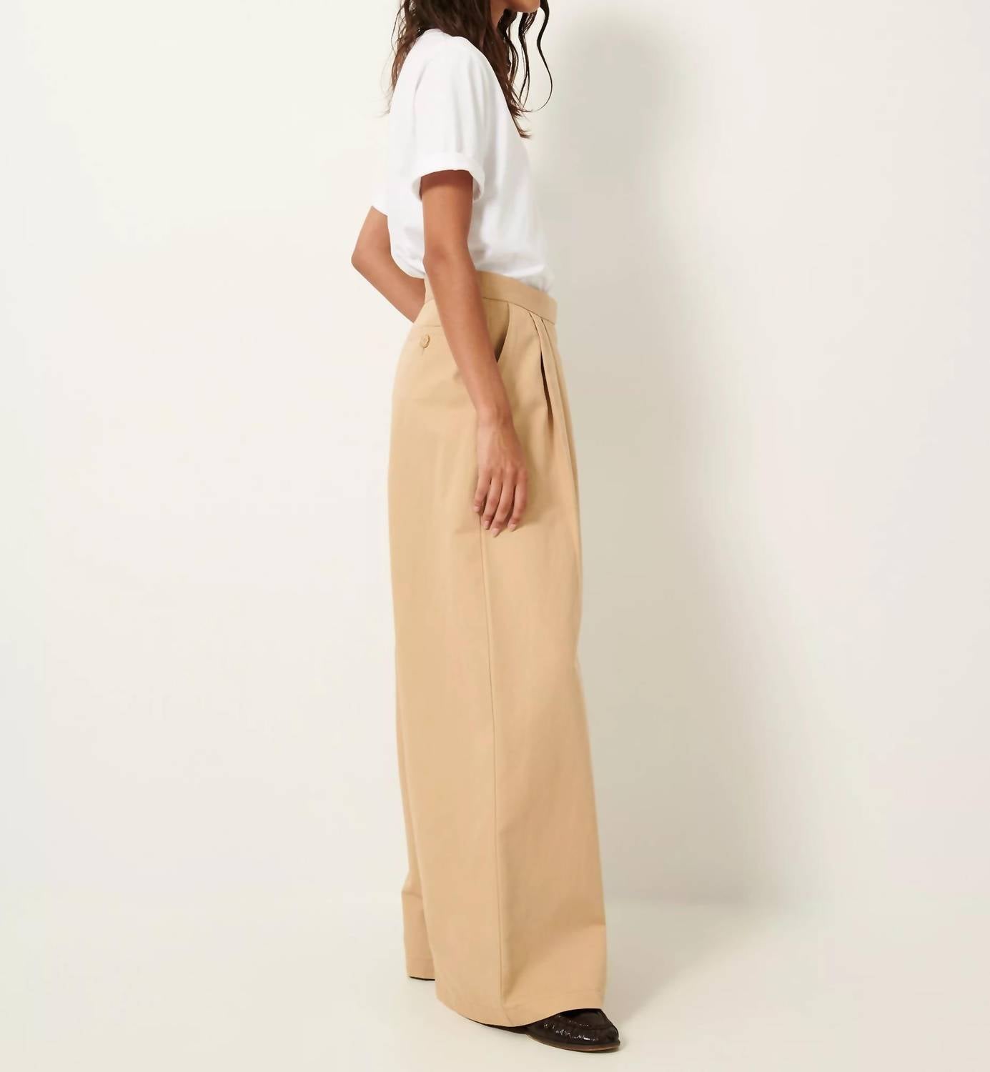 Sessun Rivera Wide Leg Pleated Trousers in jonc - women's pants - alternate view