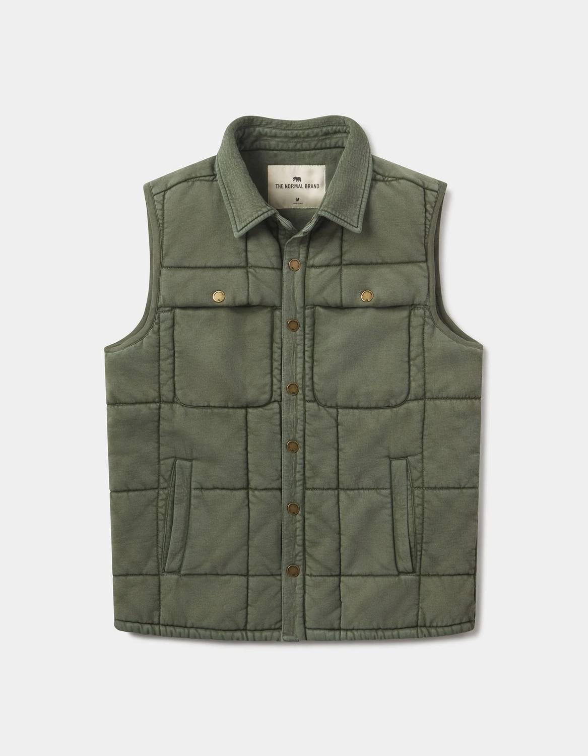 The Normal Brand Men's Jackie Premium Fleece Vest in laurel green - men's jacket