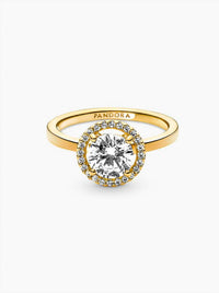 Pandora Women's Sparkling Round Halo Ring in gold - women's jewelry - view 5