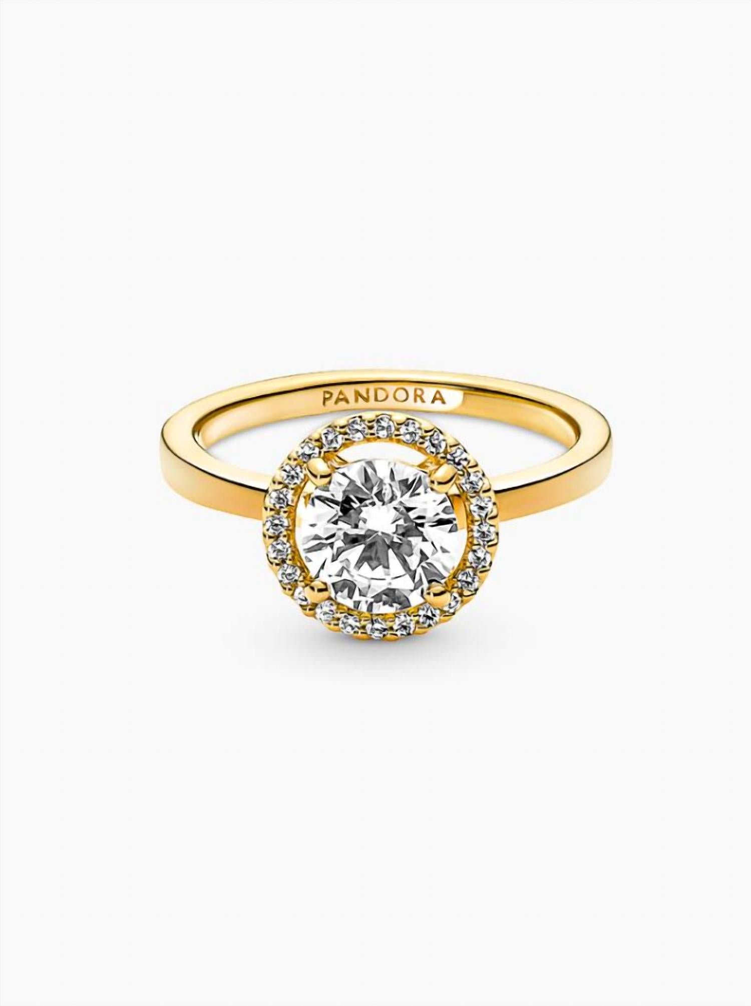 Pandora Women's Sparkling Round Halo Ring in gold - women's jewelry - view 5