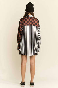 Jade By Jane - Split Decision Checker-stripe Blouse - Plus