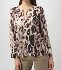 Joseph Ribkoff - Animal Print Keyhole Neck Top