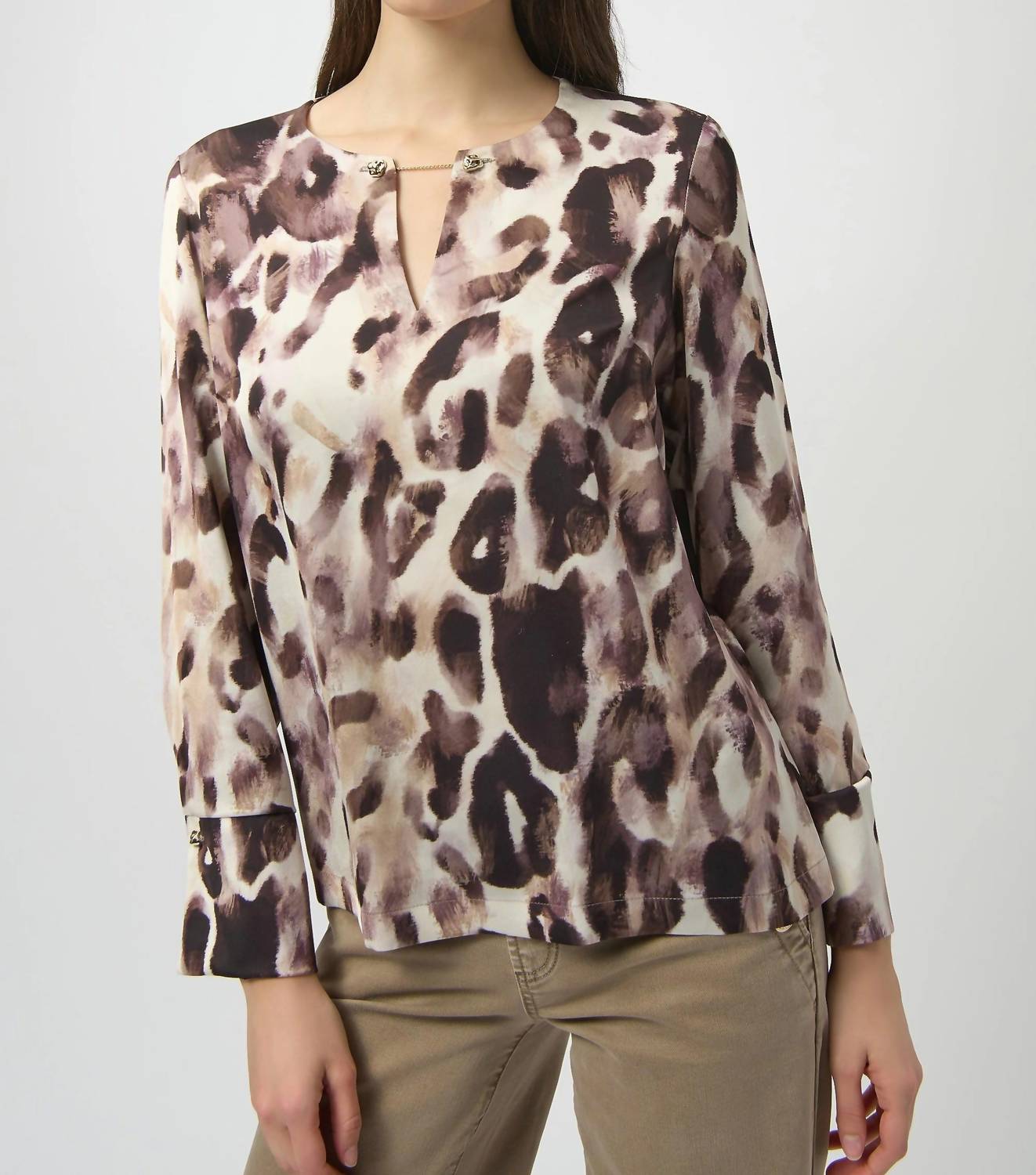 Joseph Ribkoff - Animal Print Keyhole Neck Top
