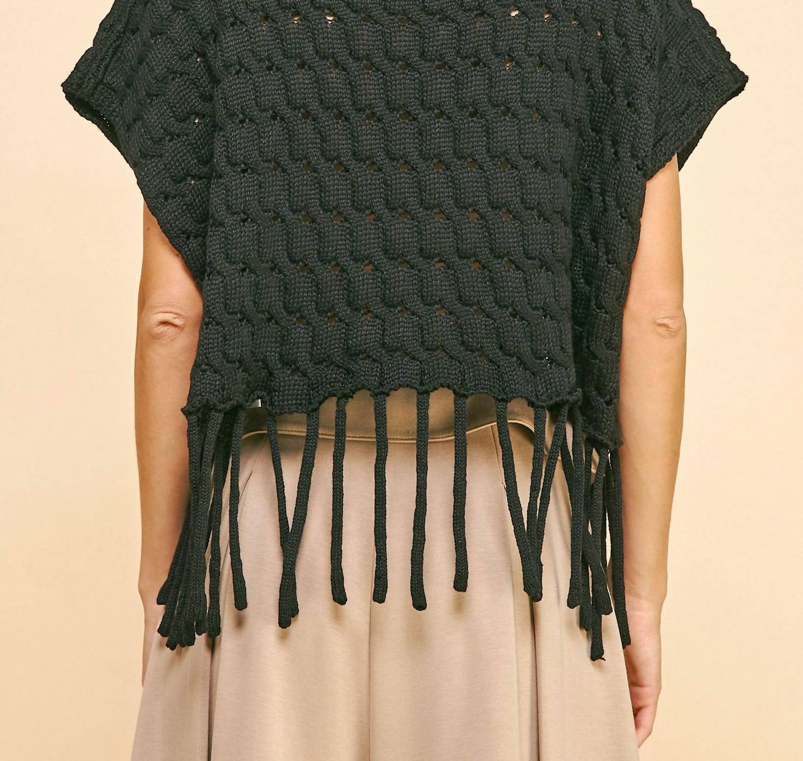 Davi & Dani - Turtleneck Fringe Sweater