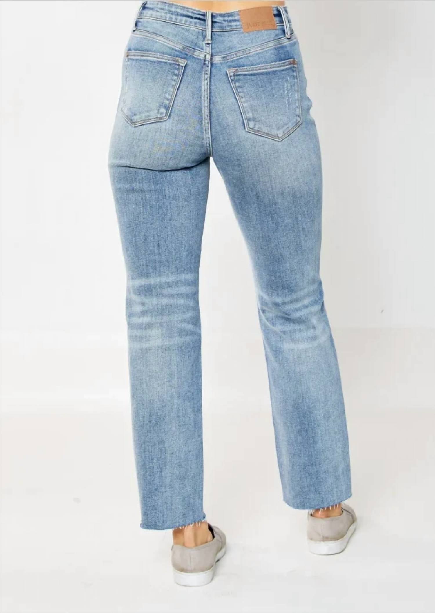 Judy Blue - Women's Bryant High Waist Rigid Magic Destroy Straight Jeans