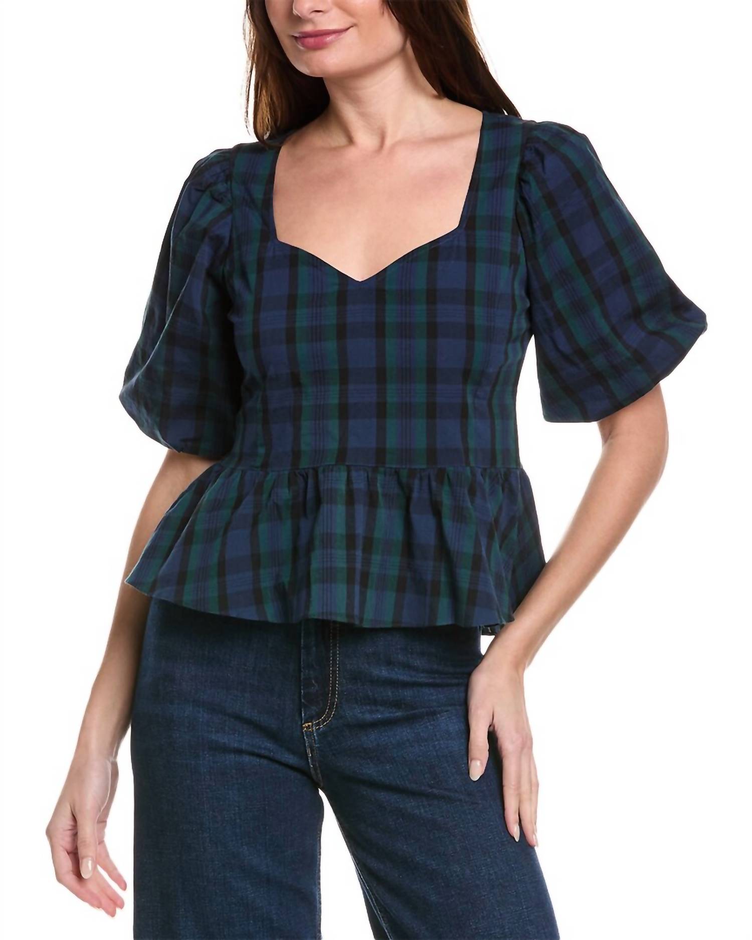Sail To Sable - Puff Sleeve Peplum Top