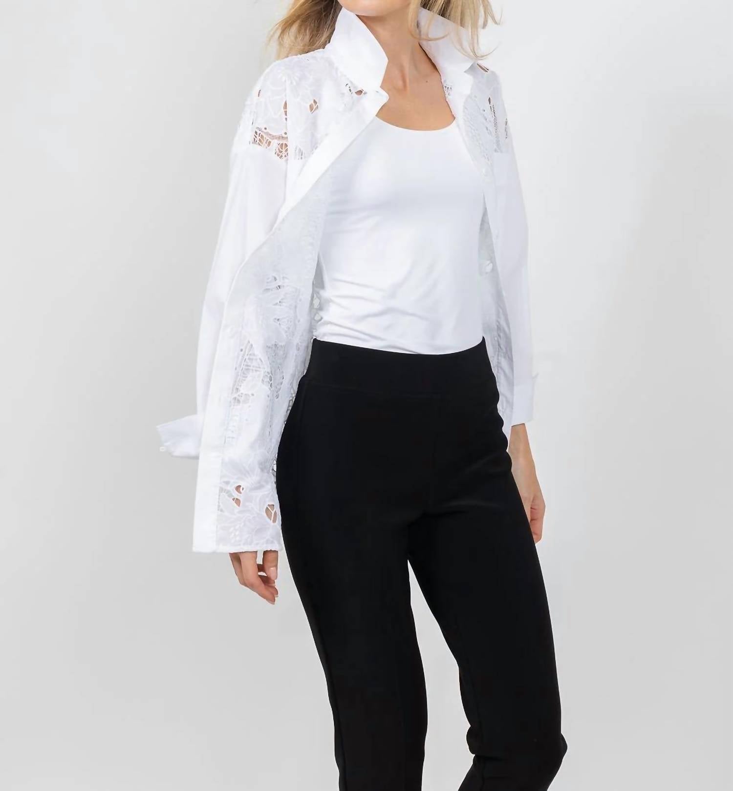 Joseph Ribkoff - Cotton Lace Boxy Embroidered Blouse