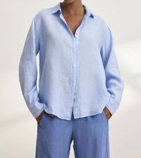 Velvet by Graham & Spencer Sisi Linen Shirt in chill - women's shirt