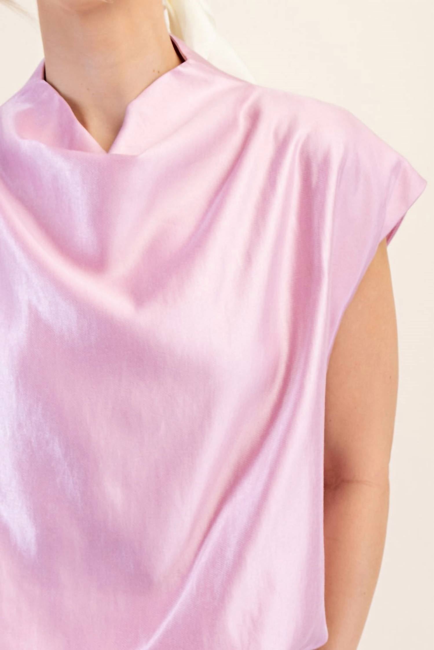 GLAM Rosewater Glow Mock Neck Top in pink - women's blouse - alternate view