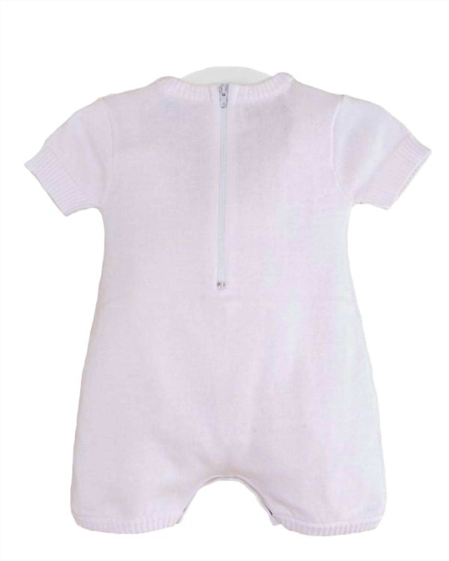 Little Things Mean A Lot - Boy's Sweater Knit Romper With Cable Stitch
