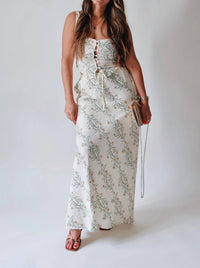 The Workshop Studio - Floral Front Tie A-line Midi Skirt