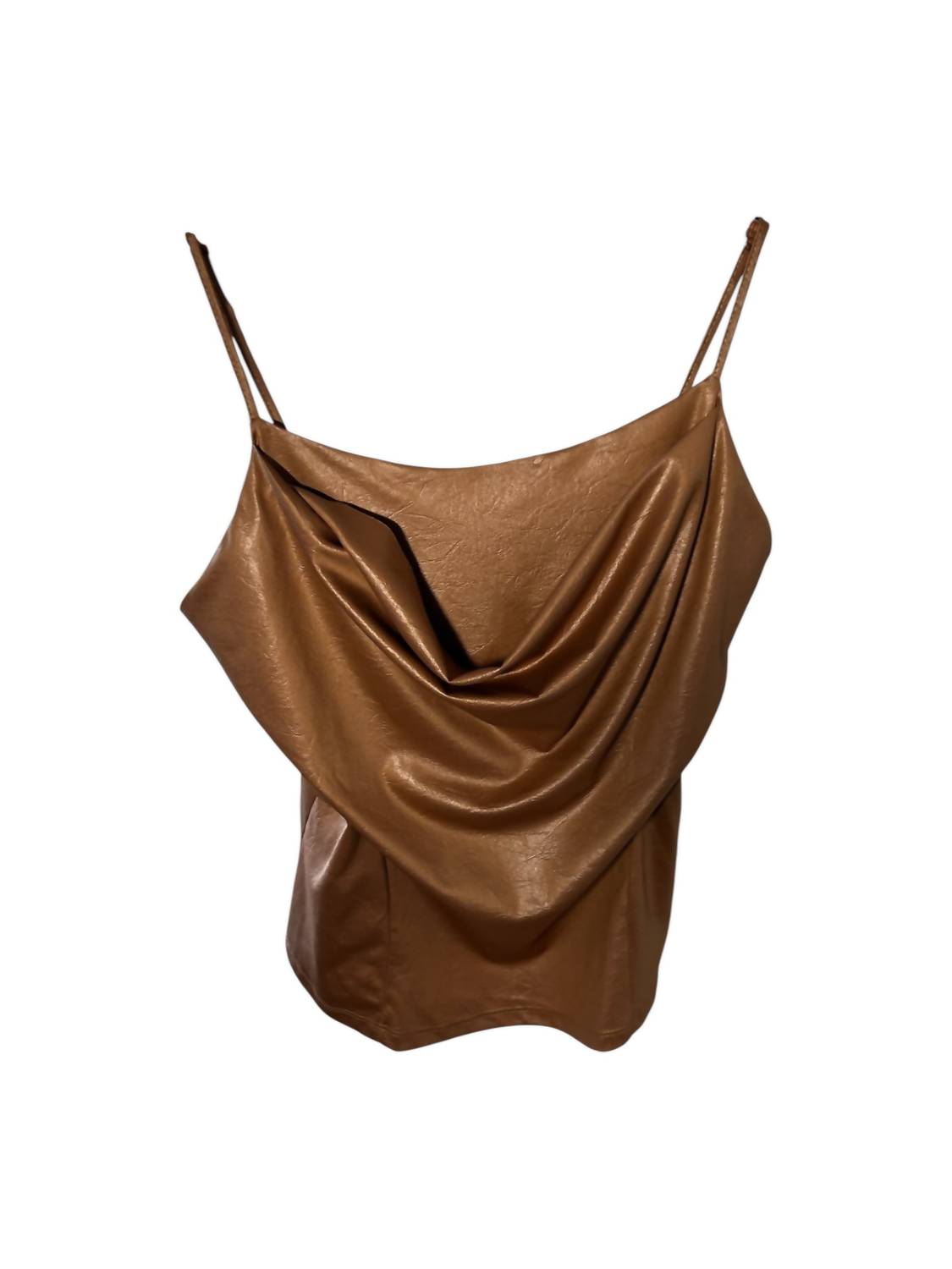Lola & Sophie Women's Faux Leather Top in cognac - women's tank top