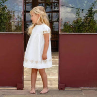 Orange Dimanche - Girls Linen Dress With Embroidery