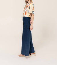 Bel Kazan Lilith Short Sleeve Top in beige - women's blouse - alternate view