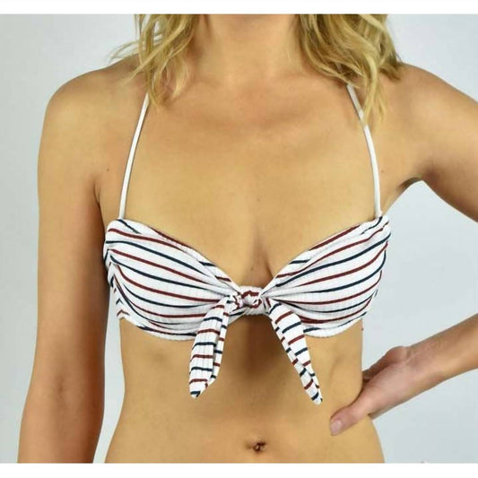 Shoshanna - Sport Stripe Rib Bow Bandeau Bikini Top