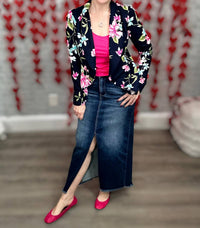 Heimish Usa - Stretchy Floral Figure Flattering Blazer