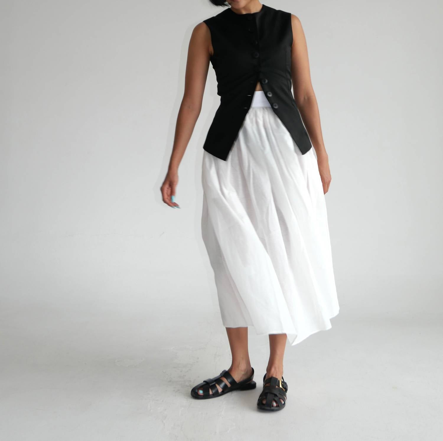 Sloan Cotton Voile Belted Midi Skirt in white - women's skirt - detail view