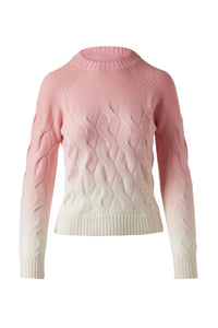 Kinross Wandering Cable Ombre Crew Sweater in coral - women's sweater - view 4