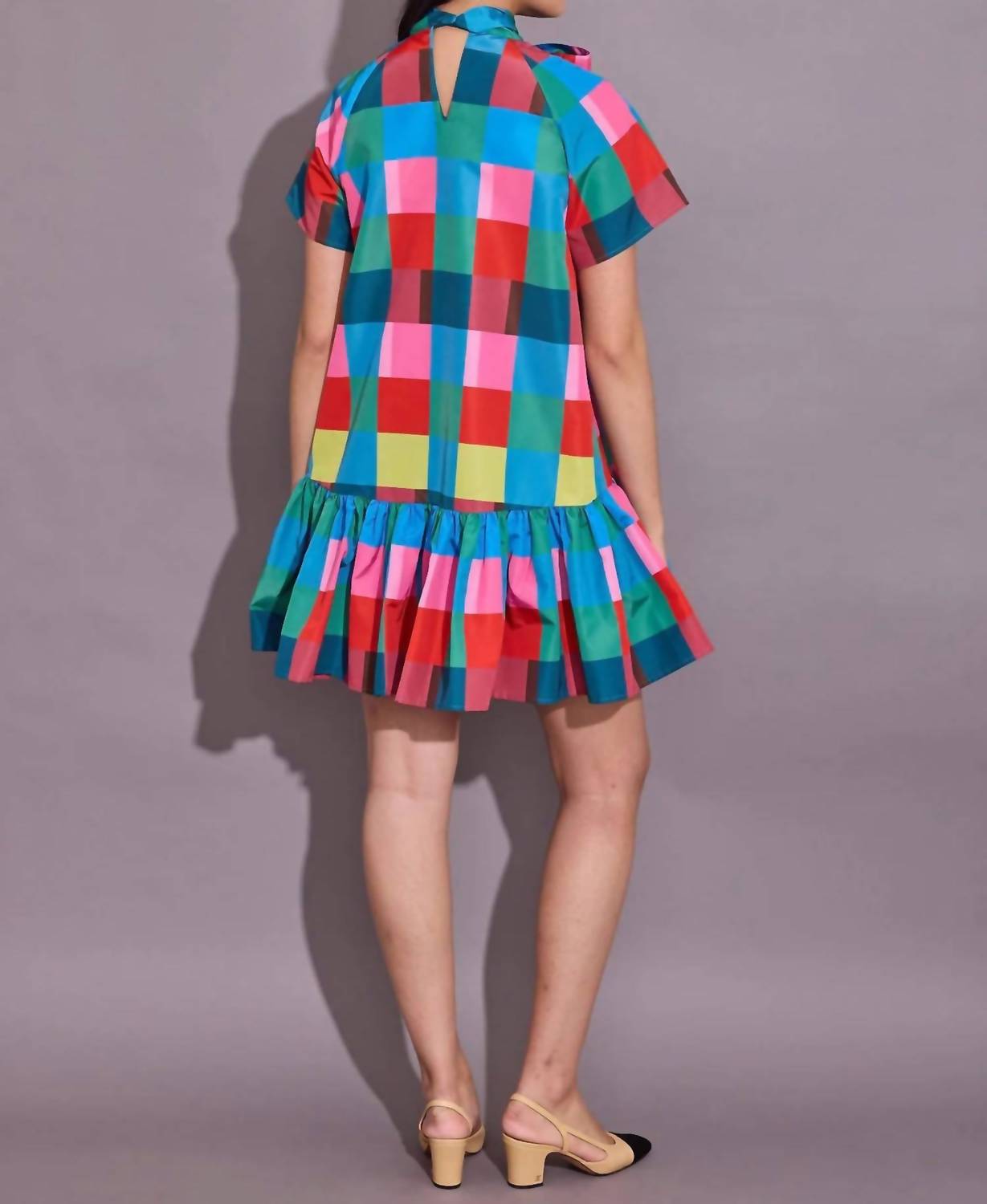 Alden Adair Willa Mini Dress in holiday check 1 - women's dress - detail view