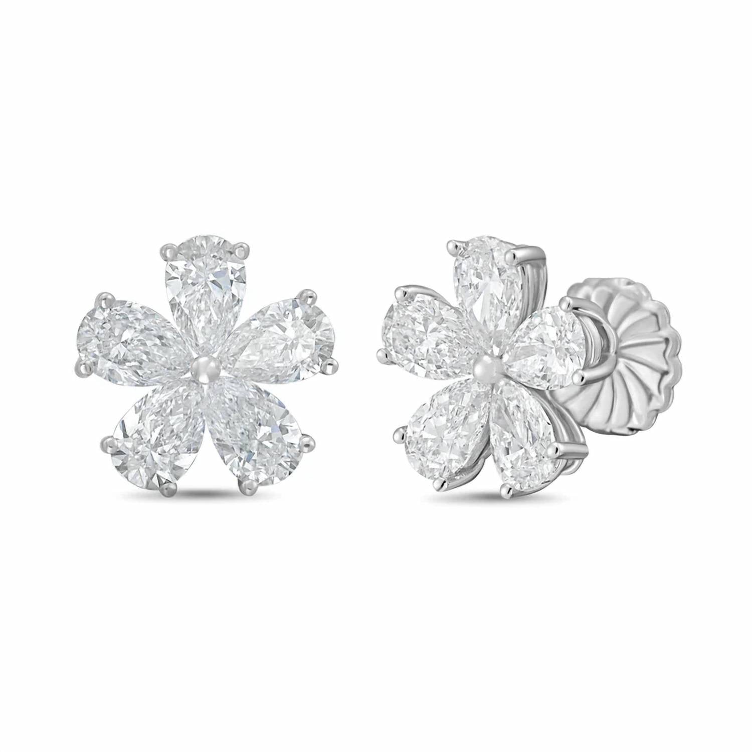 Diana M Jewels - Women's Pear Lab-Grown Diamond Stud Earrings (5.00 Ct TCW) - Statement