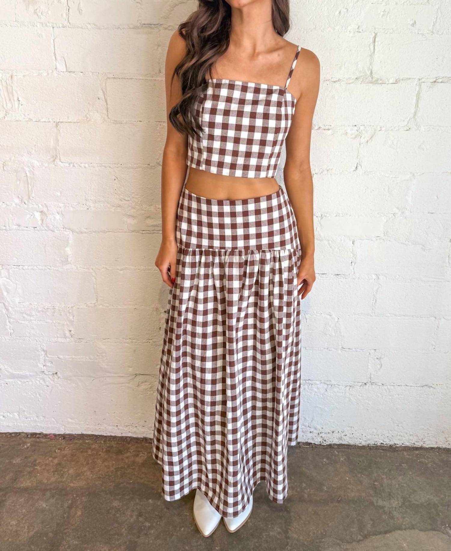 Day + Moon - Crisp Gingham Maxi Skirt