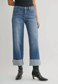 Just Black Denim - Scissor Cut Cuffed Slim Wide Leg Jean