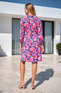 Dear Scarlett - Floral Print Collared Shirt Dress