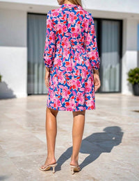 Dear Scarlett - Floral Print Collared Shirt Dress