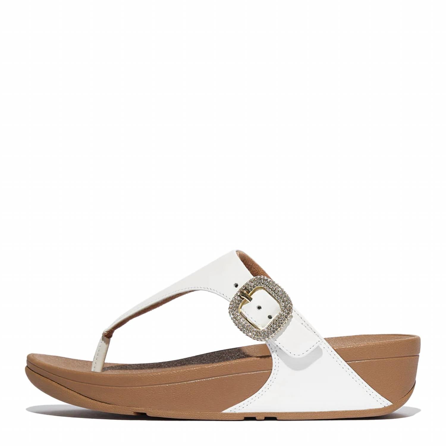 Fitflop - Women's Lulu Crystal Buckle Leather Toe Post Sandals