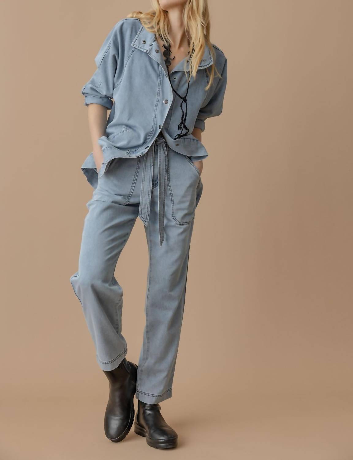 Lilla P - Women's Denim Belted Pant